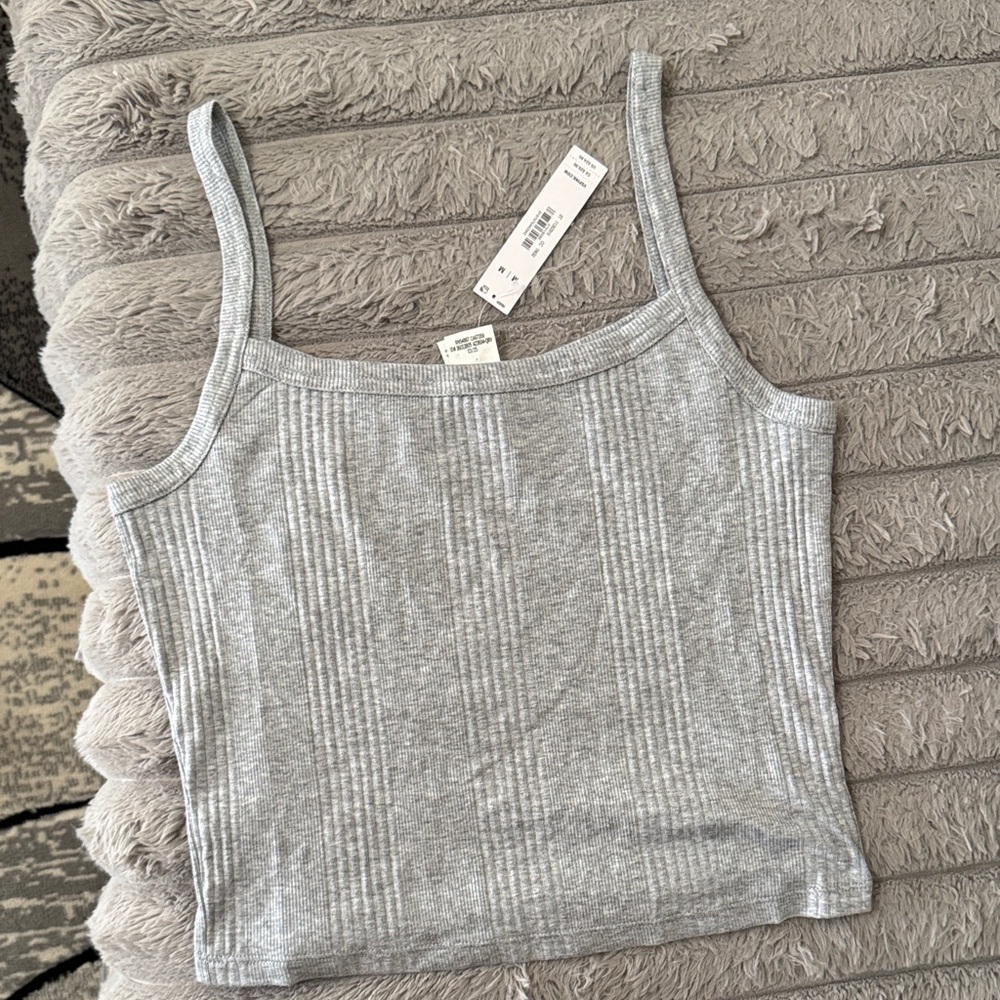 Brandy Melville Light Gray Ribbed Tank Top
